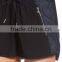 MGOO Hot Sale Women's Drawstring Linen Blend Jogging Pants Black Sport Shorts With Zipper Pockets