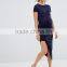 Club Lounge Pregnancy Rib Drape Front Short Sleeve maternity Asymmetric long Dress