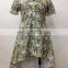 skirt dress type green floral printed short sleeves beautiful collar baju kebaya dress