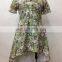 skirt dress type green floral printed short sleeves beautiful collar baju kebaya dress