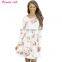 Latest fashion long sleeve A-line boho style floral print tunic dress