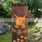 Rustic outdoor decoration corten steel garden light box sculpture