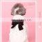 Elegant Pet dog Bow-tied white plush coat small puppy Overcoat