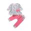 2019 New Arrival Infant Girl Clothes Outfits Girls Floral Bow Dress & Pink Pants 2PCS Kids Clothing Set