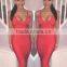 promotions 2016 New Sey Women winter red dress Sleeveless deep V-neck mid-calf nude Bandage Dress Celebrity Bodycon party dress