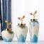 American Luxury Hand Made White Blue Ceramic Vase With Metal Cap For Showroom Decor