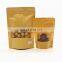 Doypack Brown White Kraft Craft Paper Standing up Pouches Food Packaging Zipper Bags With Window