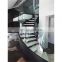 Round wood staircase / modern stainless steel curved stair