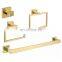 Wall mounted Gold 304 stainless steel 4-piece bathroom hardware accessories set black towel bar holder set