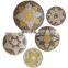 5Pcs Woven Wall Basket Decor Flat Boho Style Hanging Wicker Seagrass Placemat Baskets with Flower Patterns
