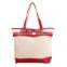 China Blank Canvas Wholesale Tote Bags With Leather Trim
