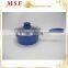 MSF-6659 Various sizes of frypan 18cm to 30cm interior blue marble non stick coating long handle with silicon coating