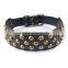 Adjustable Large Golden Studs Leather Pet Collar Harness For Pitbull