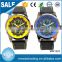 Custom dial design black silicone strap water resistant wrist watches men