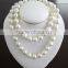 2015 latest chain design pearl necklace-Fresh water pearl loose beads strand necklace and loose beads milky white color