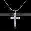 2015 fashion pure white gold statement cross necklace
