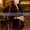 Genuine Red Color Mink Fur Cape / Fur Shawl With Fox Fur Trimming