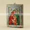 Greek & Russian Orthodox Wooden Icon. Holy Family. Silver. Made in Italy