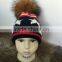 Cotton Fur Bobble Hats Kids Hats Raccoon Fur Bobble Knitted Hats For USA