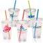 Colorful 24OZ Single Wall Plastic Tumbler With Spiral Straw