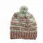 Pom pom style beanie hats wholesale,custom knit acrylic beanie