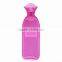 Hot small capacity PVC hot-water bottle rose red fleece cover bed warmer