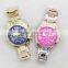 fashion stainless steel geneva roman numeral oversize bracelet watch