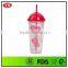 Translucent Double wall bpa free 20 oz dome lid tumbler with swirly straw