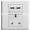 2.1A 2 USB Wall Socket Power Adapter PC Outlet Panel Plug Switch UK socket