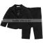 One Button Black Satin Collar Customized Made Boys Suits for Wedding Party (Jacket+Pants+Bow+Vest+Shirt) NS028 Kids Tuxedo