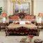 European Royal Brown Wooden Hand Carved Bed With Leather Headboard(MOQ=1 SET)