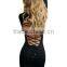 Women Backless Strappy Long Sleeve Bodycon Mini Short Evening Club Dress