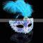Cheap adult party eye mask with feather M5117
