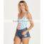 Retro High Cut One Piece For Women Custom Low Scoop Back High Cut Legs Swimsuit Polyamide Elastane Blend Material Swimwear
