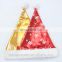 Elegant & Unique Colorful Shinning Fabric Santa Claus Christmas Hat for Adult Golden and Red Hat with white snowflowers Decor