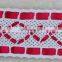 Fashionable polyester lace trim crochet red satin ribbon