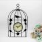 Bird cage metal wall clock home decoration iron clock