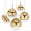 Modern Decorative Gold Glass Mirror Ball Pendant Lighting For Living Room
