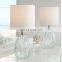 Nordic sky blue elegant modern custom restaurant hotel home decor cheap glass table lamps with logo