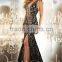 New Beautiful Good Quality Beaded Lace Side Slit Low Back Evening Gown