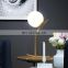 Classical European Hotel Bedside Table Lamp Round Golden Metal Base Table Lamp