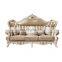 Antique Sofa European Genuine Leather solid wood furniture 1+2+3 living room Sofa Set