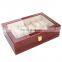 High quality top glass watch display storage case 12 slots MDF wooden gift watch box