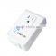 Two-gang Self-grounding 3-pin US Standard 2000W WiFi Remote Controlled Power Switch with Power Metering For Connected Appliances