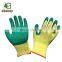 4SAFETY Orange/green/blue Rubber Latex coated Yellow Cotton safety working Gloves