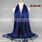 Wholesale Solid Plain Color Tassel Fashion Muslim Women Scarf Viscose Hijab