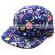 Flat Brim 5 Panel Floral Printed Cap
