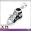 Black Enamel CZ Star Hi Top Sneaker Baby Shoe Pendant 925 Silver