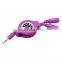 Manufacturer supply retractable 2 male to 1 female audio cable