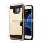 2016 new generation brushed metal hybrid smart case for Samsung Galaxy S7 shockproof phone cover with credit card slot